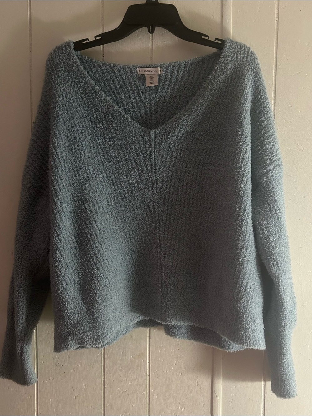 Sincerely Jules Light Blue V-Neck Textured Sweater